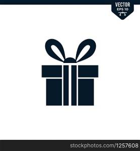 Gift box icon collection in glyph style, solid color vector