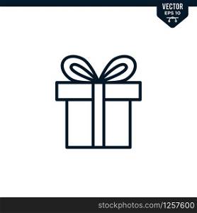 Gift box icon collection in outlined or line art style, editable stroke vector