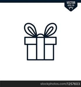 Gift box icon collection in outlined or line art style, editable stroke vector