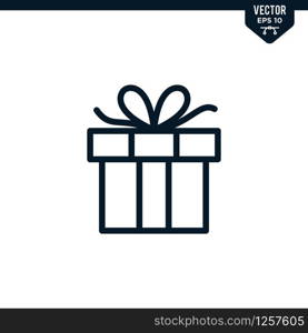 Gift box icon collection in outlined or line art style, editable stroke vector