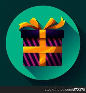 Gift box Icon flat style Vector illustration. Gift box Icon flat Vector