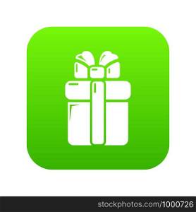 Gift box icon green vector isolated on white background. Gift box icon green vector