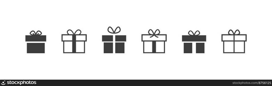 Gift box icon in line style. vector illustration