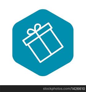 Gift box icon. Outline gift box vector icon for web design isolated on black background. Gift box icon, outline style