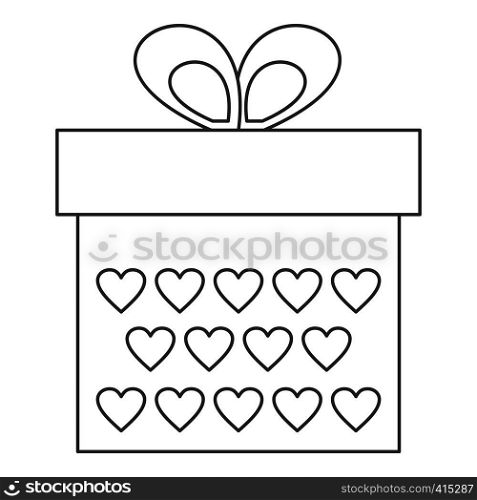Gift box icon. Outline illustration of gift box vector icon for web. Gift box icon, outline style