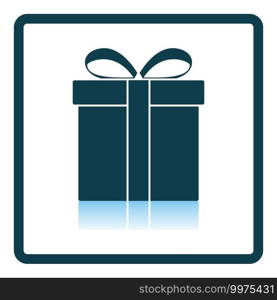 Gift Box Icon. Square Shadow Reflection Design. Vector Illustration.