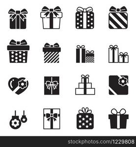 Gift box icons set on white background