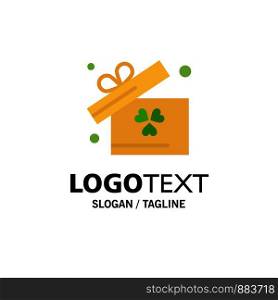 Gift, Box, Ireland Business Logo Template. Flat Color