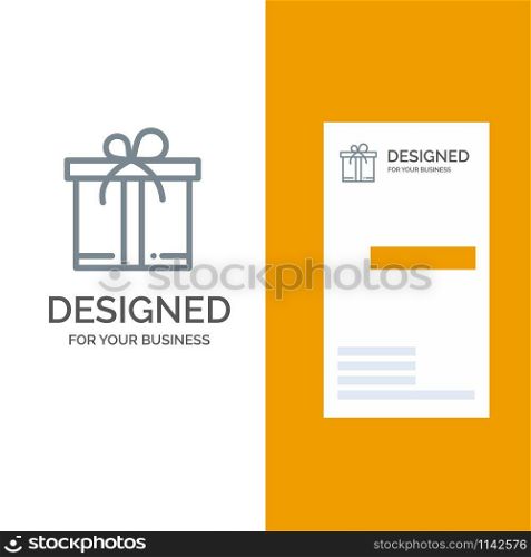 Gift, Box, Motivation Grey Logo Design and Business Card Template