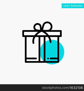 Gift, Box, Motivation turquoise highlight circle point Vector icon