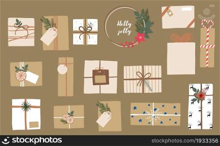 Gift box object collection with ribbon.Vector illustration for icon,sticker,printable.Editable element