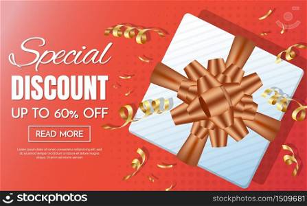 gift box sale template banner Vector background for banner, poster, flyer