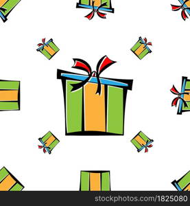 Gift Box Seamless Pattern, Present Box Vector Art Illustration