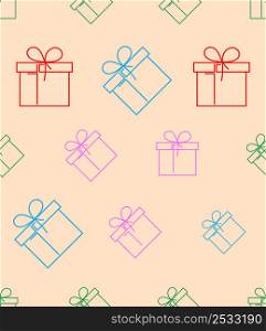Gift Box Seamless Pattern, Present Box Vector Art Illustration
