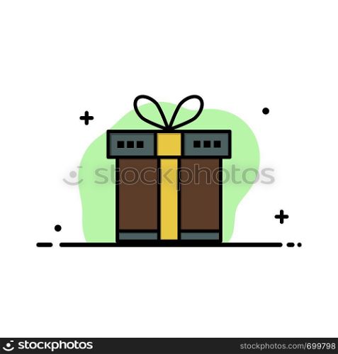 Gift, Box, Shopping, Ribbon Business Logo Template. Flat Color