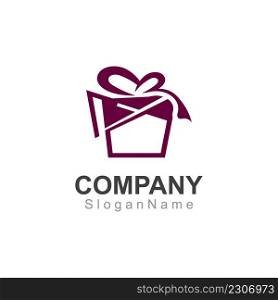 Gift box surprise logo design vector template Image