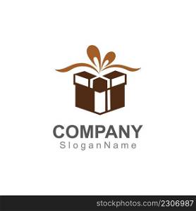 Gift box surprise logo design vector template Image 