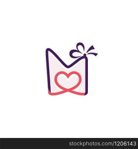 Gift box vector logo design. illustration of gift box present, greeting, surprise. Greeting box or wrap gift box.