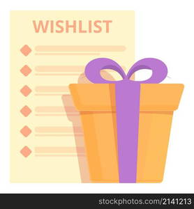 Gift box wishlist icon cartoon vector. Buy order. Shop write. Gift box wishlist icon cartoon vector. Buy order