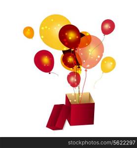 gift box with baloons vector illustration