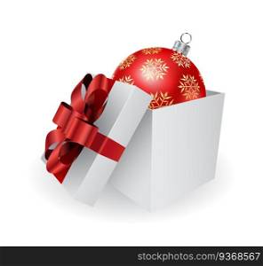 gift box with christmas ball holiday icon