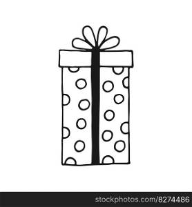 Gift box with different bows. Hand drawn vector illustration.