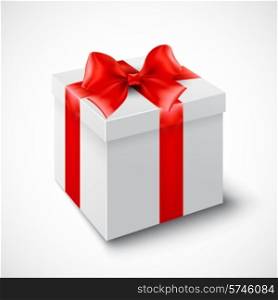 Gift box with red ribbon and bow. Vector illustration. Gift box with red ribbon. Vector illustration