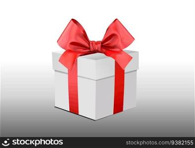 Gift box with ribbon and bow on the white background. 3d color vector illustration