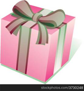 Gift box with ribbon and bow. Vector illustration