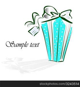 gift box with ribbon and copy space, vector illustration