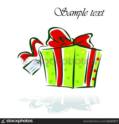 gift box with ribbon and copy space, vector illustration
