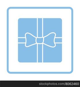 Gift box with ribbon icon. Blue frame design. Vector illustration.