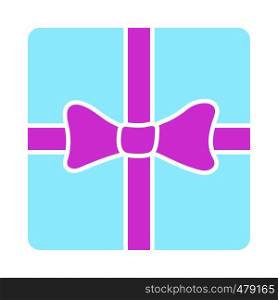 Gift Box With Ribbon Icon. Flat Color Design. Vector Illustration.