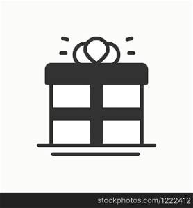 Gift box with ribbon icon. Present, giftbox. Party celebration birthday holidays event carnival festive. Line party element icon. Vector linear design. Illustration. Symbols. Congratulation.. Gift box with ribbon icon. Present, giftbox. Party celebration birthday holidays event carnival festive. Line party element icon. Vector simple linear design. Illustration. Symbols. Congratulation.