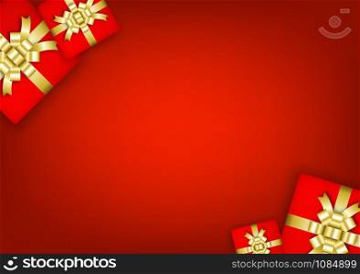 Gift boxes christmas on red background, stock vector
