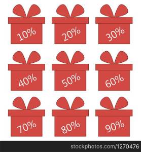 Gift boxes discount icon on white background. Gift boxes discount icon on white