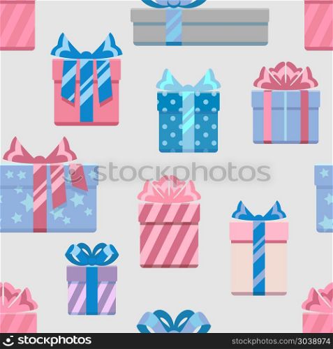 Gift boxes vector seamless pattern. Gift boxes vector seamless pattern. Background for celebration birthday illustration