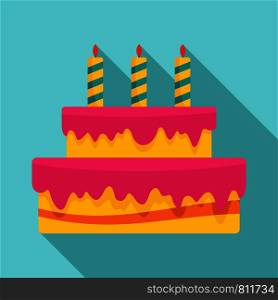 Gift cake icon. Flat illustration of gift cake vector icon for web design. Gift cake icon, flat style