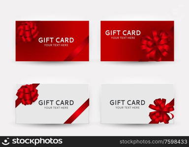 Gift Card Template Collection Set with Bow and Ribbon Vector Illustration EPS10. Gift Card Template Collection Set with Bow and Ribbon Vector Illustration