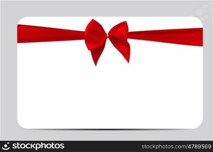 Gift Card Template with Red Silk Ribbon and Bow. Vector illustration EPS10. Gift Card Template with Red Silk Ribbon and Bow. Vector illustra