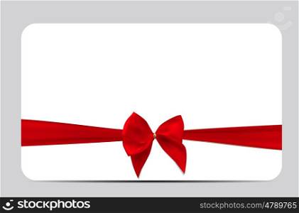 Gift Card Template with Red Silk Ribbon and Bow. Vector illustration EPS10. Gift Card Template with Red Silk Ribbon and Bow. Vector illustra