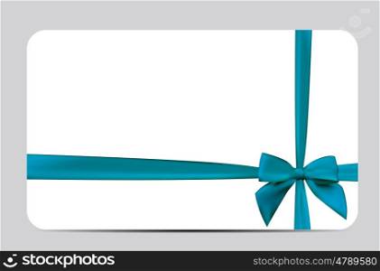 Gift Card Template with Silk Ribbon and Bow. Vector illustration. Gift Card Template with Silk Ribbon and Bow