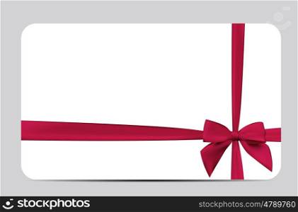Gift Card Template with Silk Ribbon and Bow. Vector illustration. EPS10. Gift Card Template with Silk Ribbon and Bow. Vector illustration