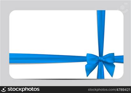 Gift Card with Blue Ribbon and Bow. Vector illustration EPS10. Gift Card with Blue Ribbon and Bow. Vector illustration