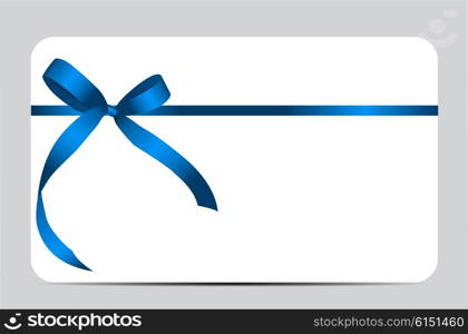 Gift Card with Blue Ribbon and Bow. Vector illustration EPS10. Gift Card with Blue Ribbon and Bow. Vector illustration