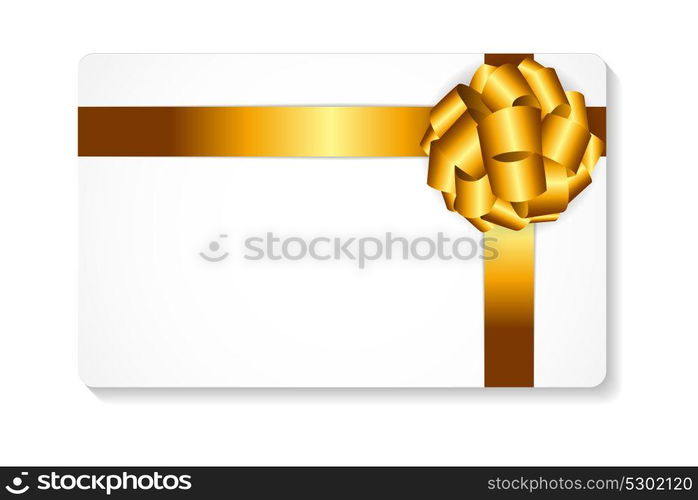 Gift Card with Gold Bow and Ribbon Vector Illustration EPS10. Gift Card with Gold Bow and Ribbon Vector Illustration