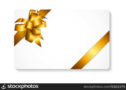 Gift Card with Gold Bow and Ribbon Vector Illustration EPS10. Gift Card with Gold Bow and Ribbon Vector Illustration