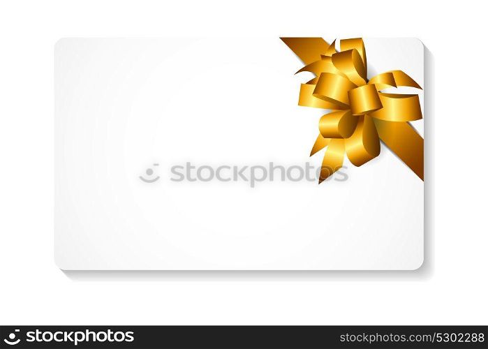 Gift Card with Gold Bow and Ribbon Vector Illustration EPS10. Gift Card with Gold Bow and Ribbon Vector Illustration