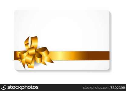 Gift Card with Gold Bow and Ribbon Vector Illustration EPS10. Gift Card with Gold Bow and Ribbon Vector Illustration