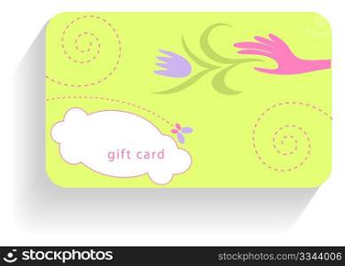 gift card with hand holding flower and copyspace